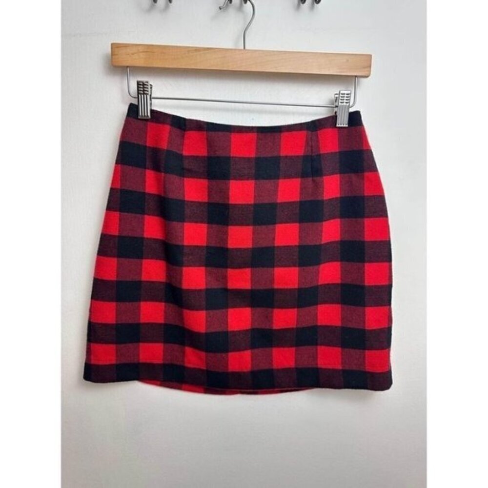 Old Navy Buffalo Plaid Mini Skirt – Red & Black, Size 0 Preppy Punk #0851 - Picture 2 of 5